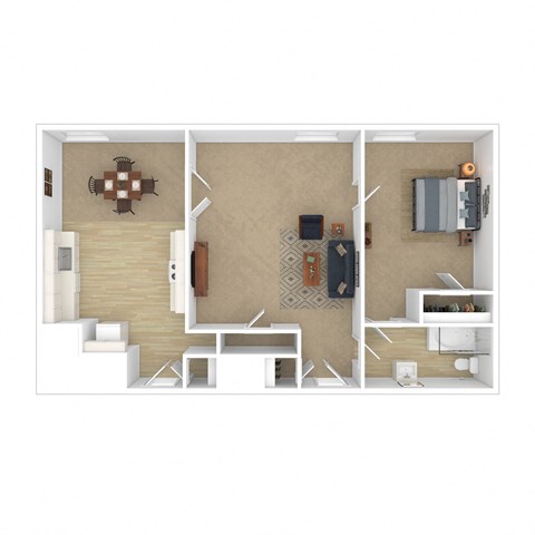Floor plan for 1 bed, 1 bath, 850 sqft